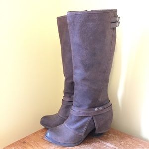 Fergie tall over the heel mocha suede boots